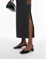 Diana square toe mid heeled shoes in black