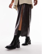 Wide Fit Nisha block heeled chelsea boots in black