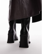 Wide Fit Nisha block heeled chelsea boots in black