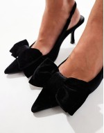 Sapphire bow detail mid heeled shoes in black