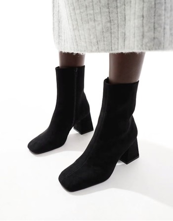Wide Fit Record smart mid-boots in black