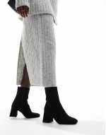 Wide Fit Record smart mid-boots in black