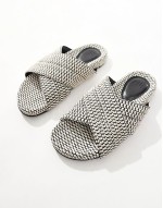 woven crossover strap flat sandals in mono