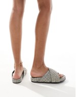 woven crossover strap flat sandals in mono