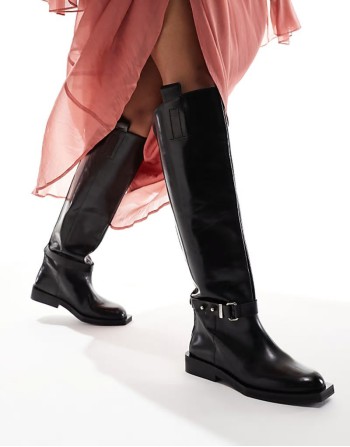 ASOS EDITION premium leather over the knee riding boots in black