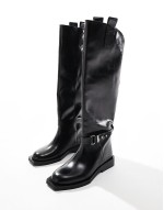 ASOS EDITION premium leather over the knee riding boots in black
