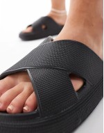 Loss-Making Forever cross-strap chunky sliders in black