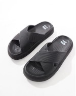 Loss-Making Forever cross-strap chunky sliders in black