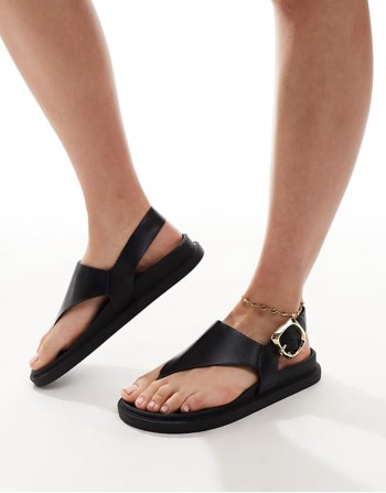 toe thong footbed sandals in black