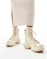 ONA AVE WP waterproof lace up leather boots in honey white and sea salt
