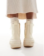 ONA AVE WP waterproof lace up leather boots in honey white and sea salt