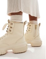 ONA AVE WP waterproof lace up leather boots in honey white and sea salt