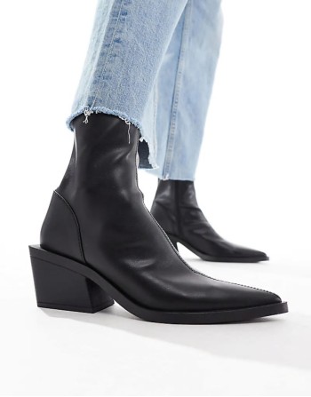 Wide Fit Refresh western sock boots in black