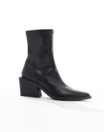 Wide Fit Refresh western sock boots in black
