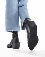 Wide Fit Refresh western sock boots in black