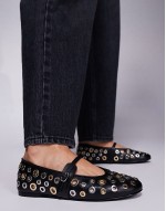 Rejoice-S eyelet ballet flats in black