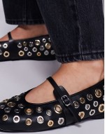 Rejoice-S eyelet ballet flats in black