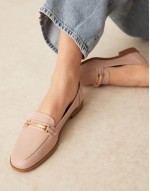 Verity loafer flat shoes with trim in blush