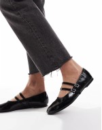 Cotton On romy double buckle flats in black