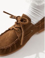 leather loafer in brown suede
