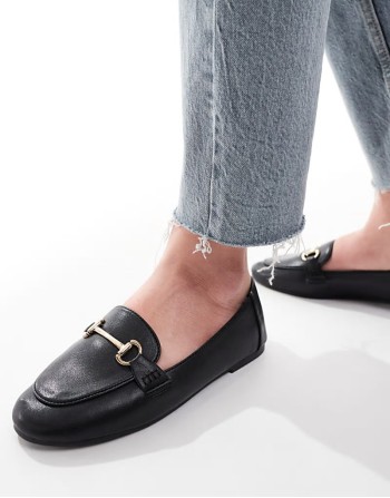 Nori Wide Fit buckle detail loafer in black