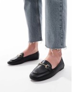 Nori Wide Fit buckle detail loafer in black