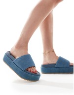 Festival flatform sandals in blue denim