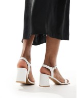 block heel sandal in white