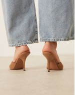 Noon suedette high heeled mules in mink