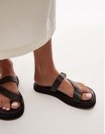 Kimberley leather flat sandal in black