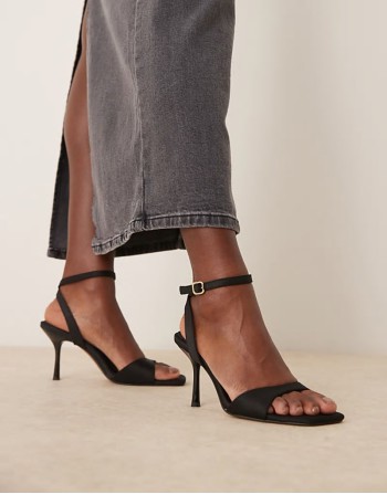 Hollow barely there heeled sandals in black