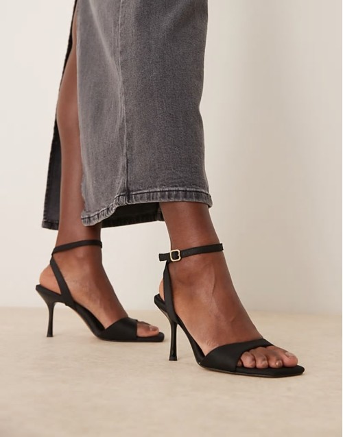 Hollow barely there heeled sandals in black