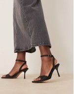 Hollow barely there heeled sandals in black