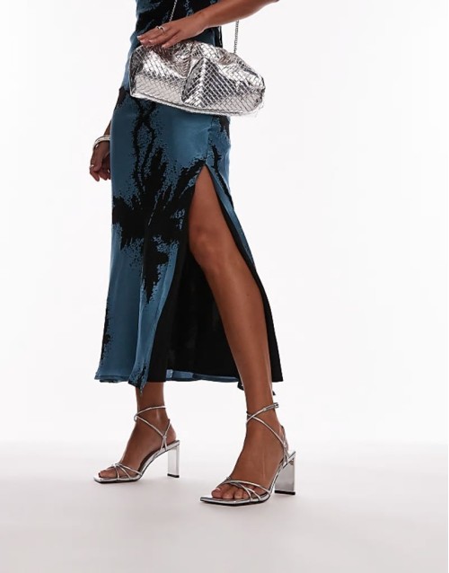 Wide Fit Georgina strappy heels in silver