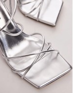 Wide Fit Georgina strappy heels in silver