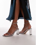 Wide Fit Georgina strappy heels in silver