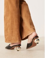 Holbrook metal heel detail heeled mules in black