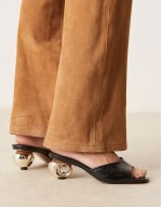 Holbrook metal heel detail heeled mules in black