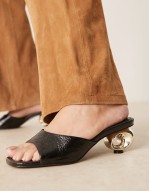 Holbrook metal heel detail heeled mules in black