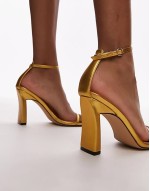 Goldie high heeled two part sandal in gold